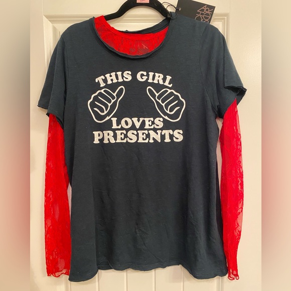 Chaser Tops - NWT Chaser ‘This Girl Loves Presents' Tee